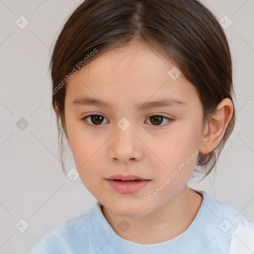 Neutral white child female with medium  brown hair and brown eyes