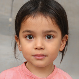 Neutral white child female with medium  brown hair and brown eyes