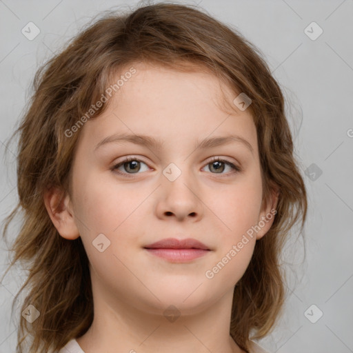 Neutral white child female with medium  brown hair and brown eyes