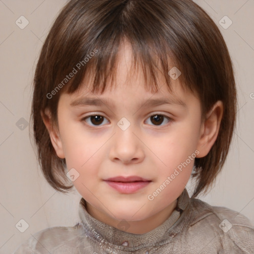 Neutral white child female with medium  brown hair and brown eyes