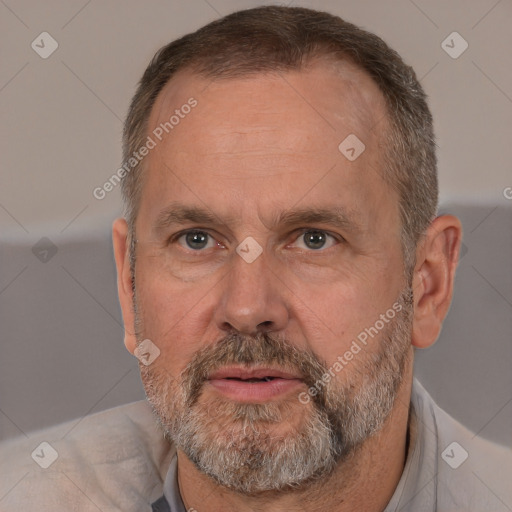 Neutral white adult male with short  brown hair and brown eyes