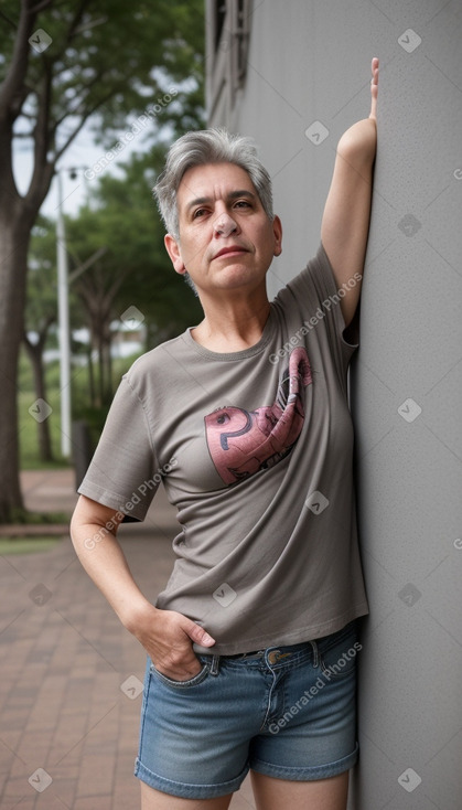 Paraguayan middle-aged non-binary with  gray hair