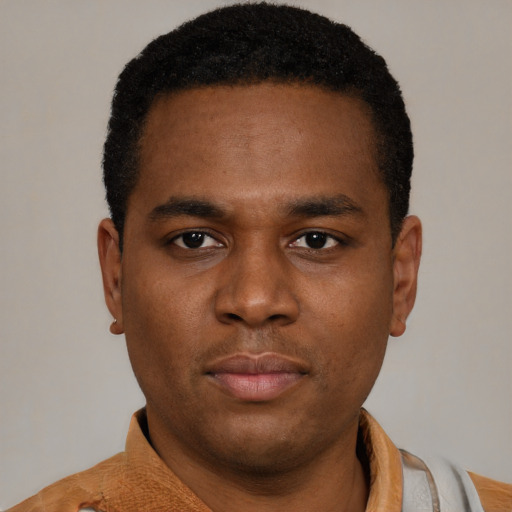 Neutral latino young-adult male with short  brown hair and brown eyes