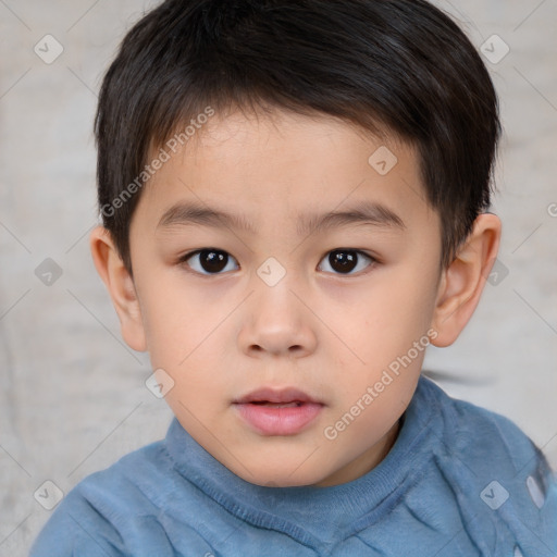 Neutral white child male with short  brown hair and brown eyes