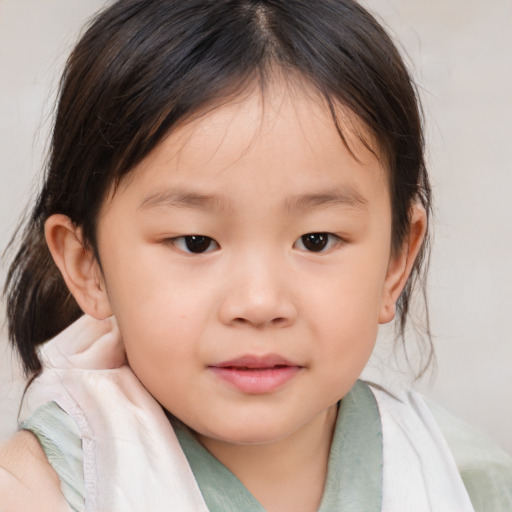 Neutral white child female with medium  brown hair and brown eyes