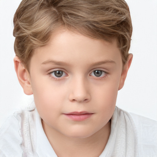 Neutral white child male with short  brown hair and brown eyes