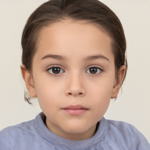 Neutral white child female with medium  brown hair and brown eyes