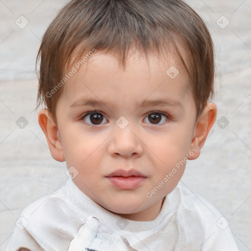 Neutral white child male with short  brown hair and brown eyes