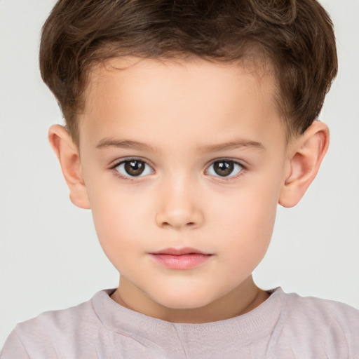 Neutral white child male with short  brown hair and brown eyes