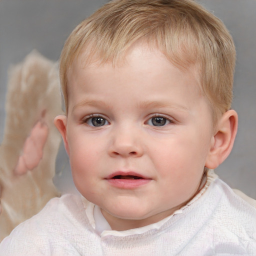 Neutral white child male with short  brown hair and blue eyes