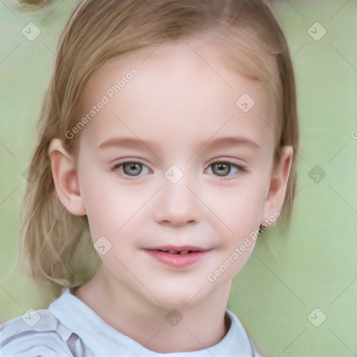 Neutral white child female with short  brown hair and brown eyes