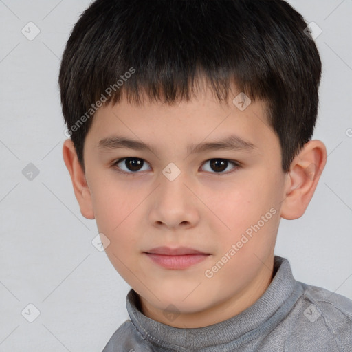 Neutral white child male with short  brown hair and brown eyes