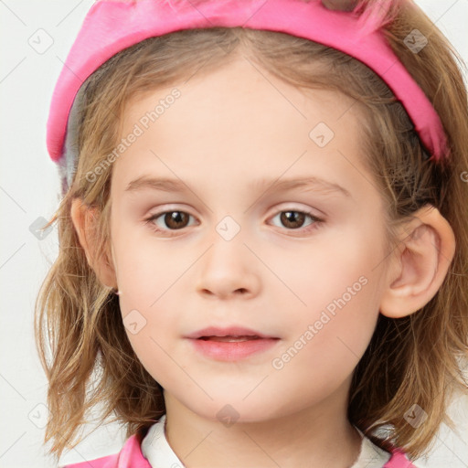 Neutral white child female with medium  brown hair and brown eyes