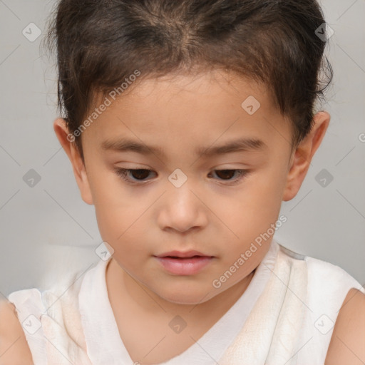 Neutral white child male with short  brown hair and brown eyes