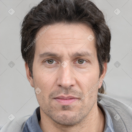 Neutral white adult male with short  brown hair and brown eyes