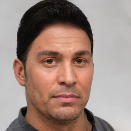 Neutral white adult male with short  brown hair and brown eyes