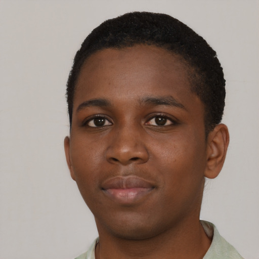 Neutral black young-adult male with short  brown hair and brown eyes