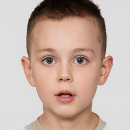 Neutral white child female with short  brown hair and brown eyes