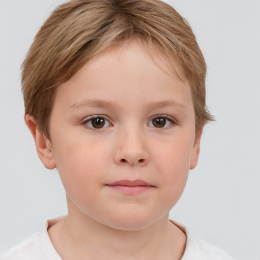 Neutral white child female with short  brown hair and brown eyes