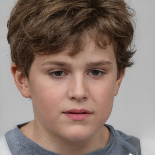 Neutral white child male with short  brown hair and grey eyes