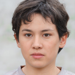 Neutral white young-adult female with short  brown hair and brown eyes