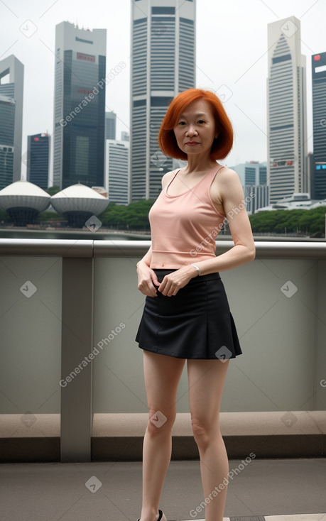 Singaporean 45 years female with  ginger hair