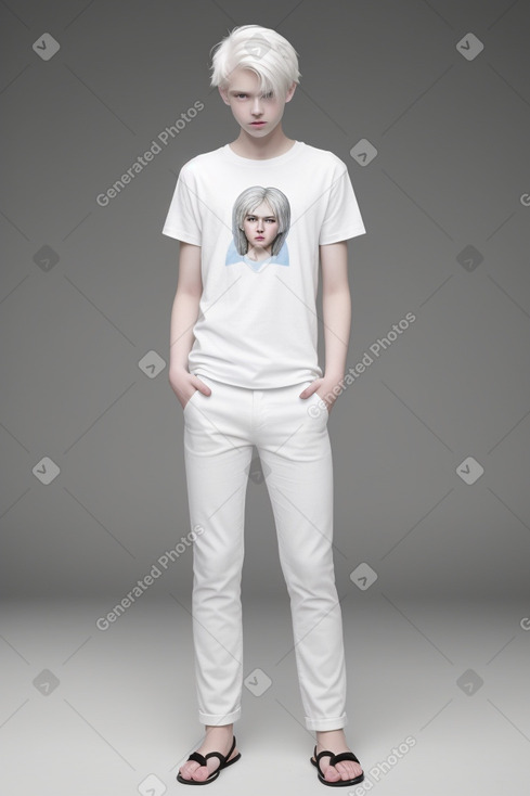 Teenager boy with  white hair