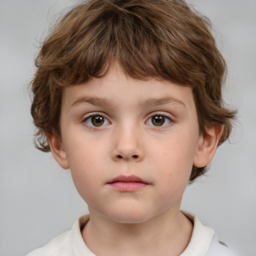 Neutral white child male with medium  brown hair and brown eyes