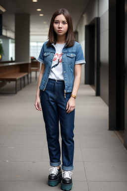 Singaporean young adult female with  brown hair