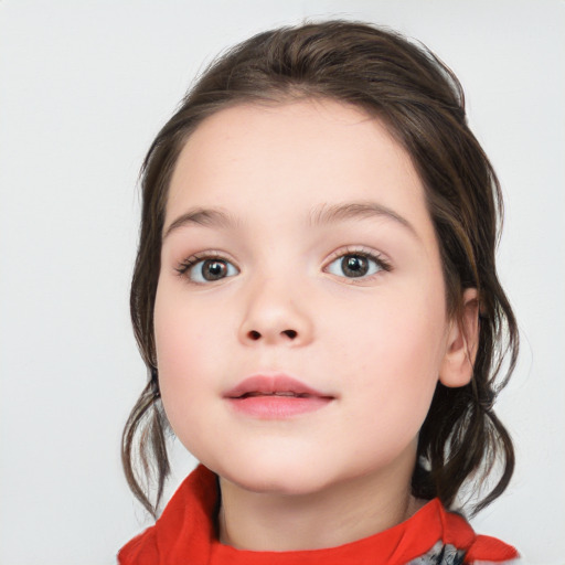 Neutral white child female with medium  brown hair and brown eyes