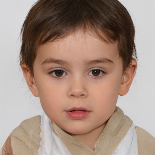 Neutral white child male with short  brown hair and brown eyes