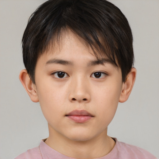 Neutral white child female with short  brown hair and brown eyes
