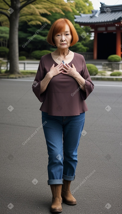 Japanese elderly female with  ginger hair