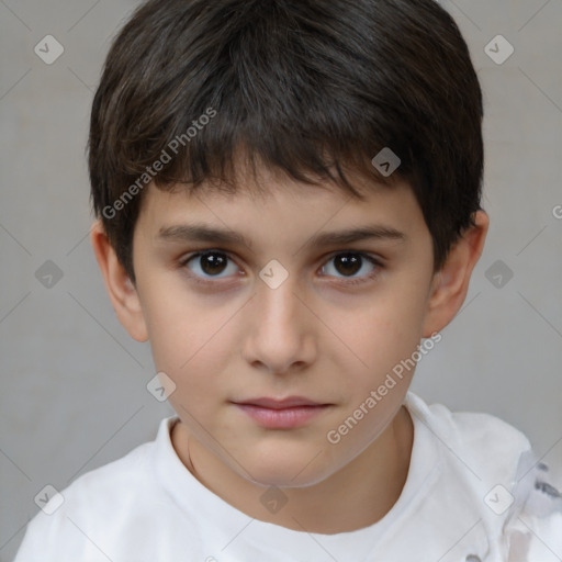 Neutral white child male with short  brown hair and brown eyes