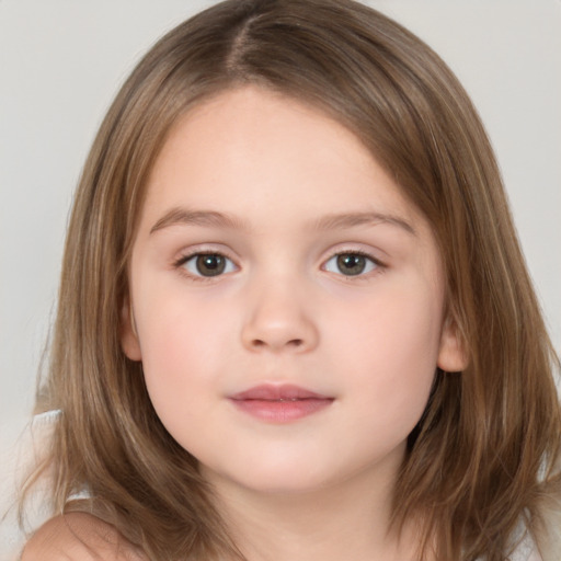 Neutral white child female with medium  brown hair and brown eyes