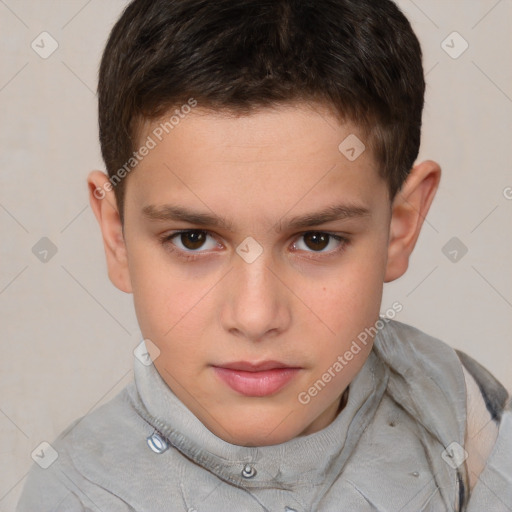 Neutral white child male with short  brown hair and brown eyes