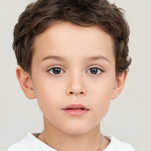 Neutral white child male with short  brown hair and brown eyes