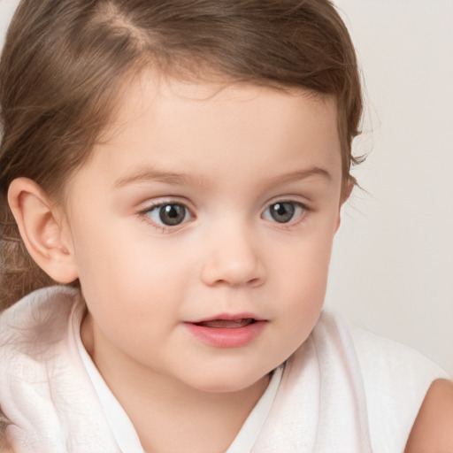 Neutral white child female with medium  brown hair and brown eyes