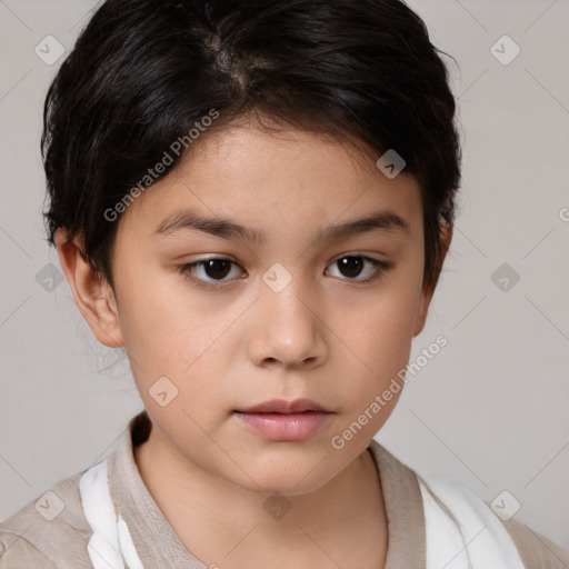 Neutral white child female with medium  brown hair and brown eyes