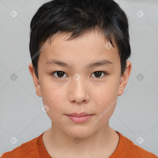 Neutral white child male with short  brown hair and brown eyes