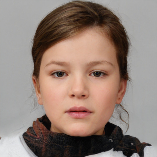 Neutral white child female with medium  brown hair and brown eyes