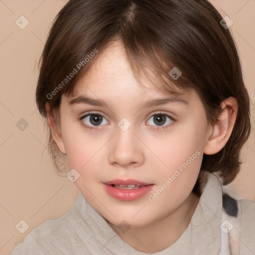 Neutral white child female with medium  brown hair and brown eyes