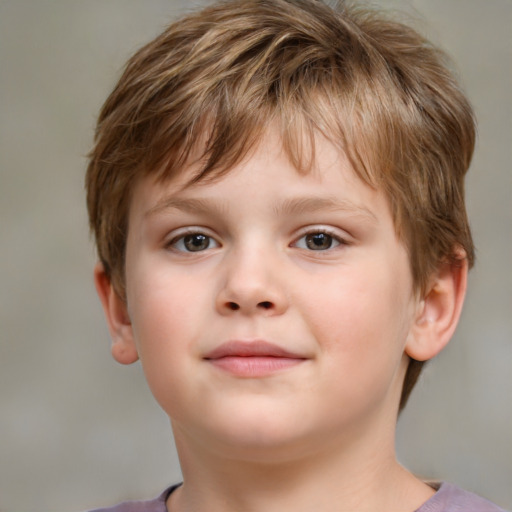 Neutral white child male with short  brown hair and brown eyes