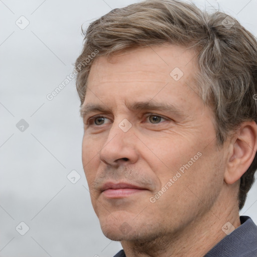 Neutral white adult male with short  brown hair and brown eyes