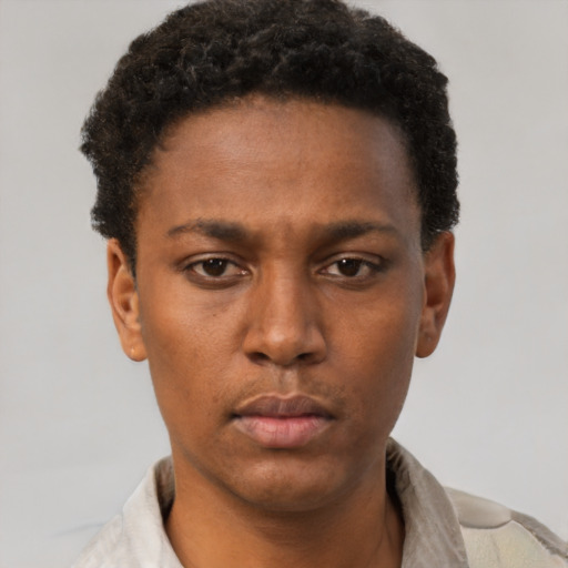 Neutral latino young-adult male with short  brown hair and brown eyes