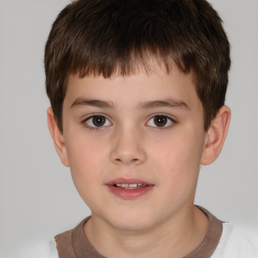 Neutral white child male with short  brown hair and brown eyes