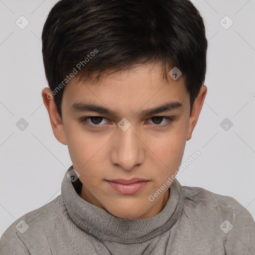 Neutral white child male with short  brown hair and brown eyes