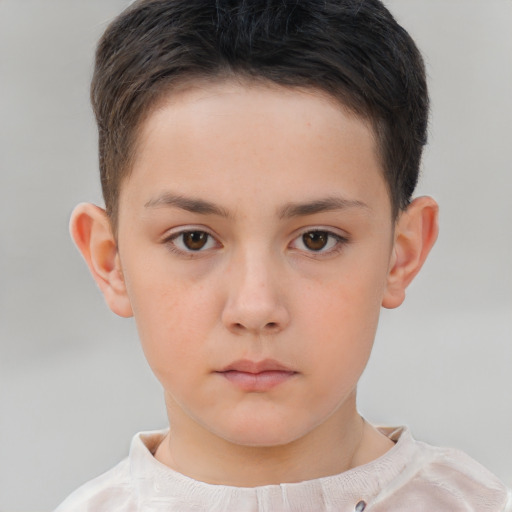 Neutral white child male with short  brown hair and brown eyes