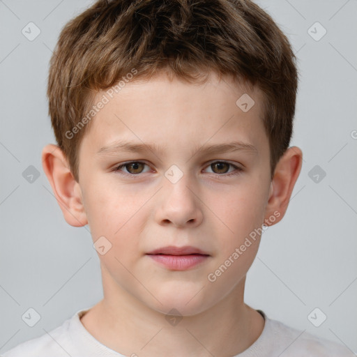 Neutral white child male with short  brown hair and brown eyes