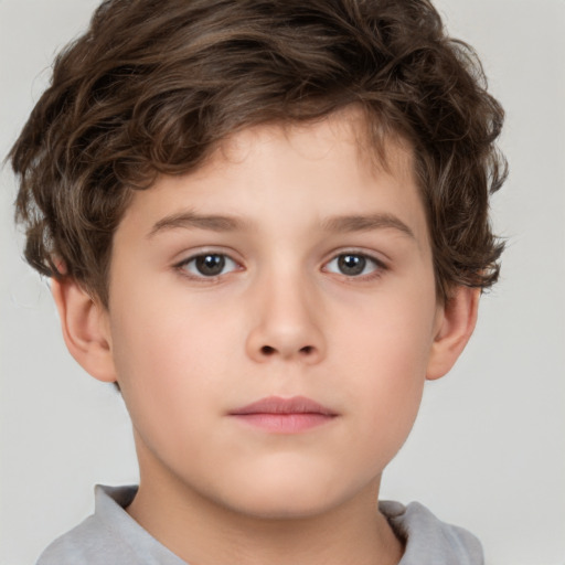 Neutral white child male with short  brown hair and brown eyes